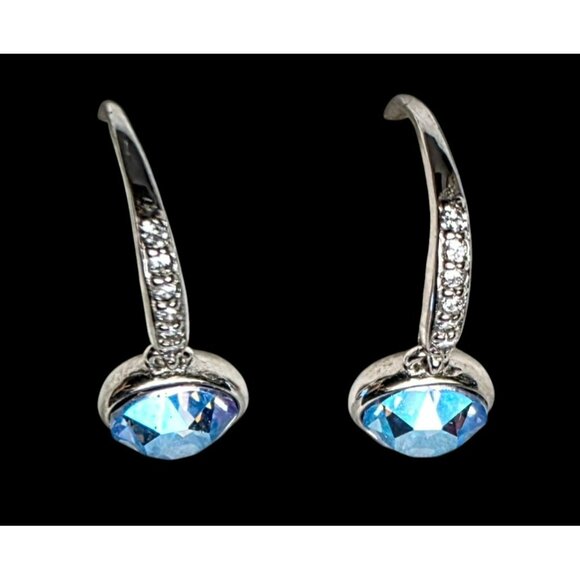 New Tocara Sterling Silver Earrings DiAmi Crystal Blue Faceted Gem Josette Hook - Picture 8 of 13